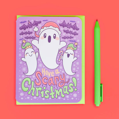 Scary Christmas Ghosts Holiday Greeting Card