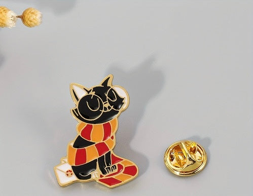 Black cat enamel pin