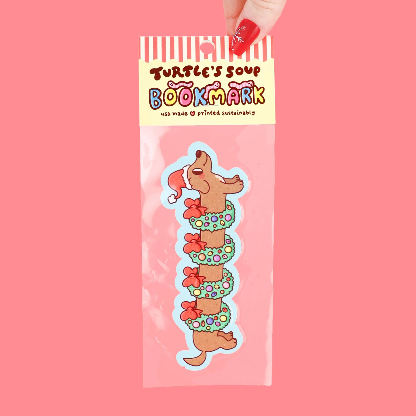 Holiday Weenie Dog Reader Gift Bookmark